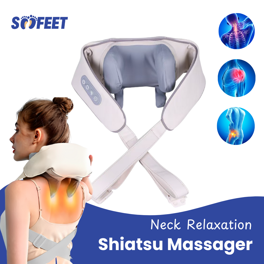 SooFeet Neck Massager Ergonomic Cervical Shoulder Support Instant Pain Relief Heat Muscle Relaxation