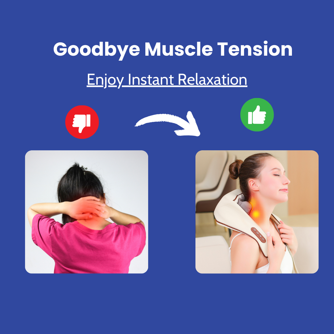 SooFeet Neck Massager Ergonomic Cervical Shoulder Support Instant Pain Relief Heat Muscle Relaxation