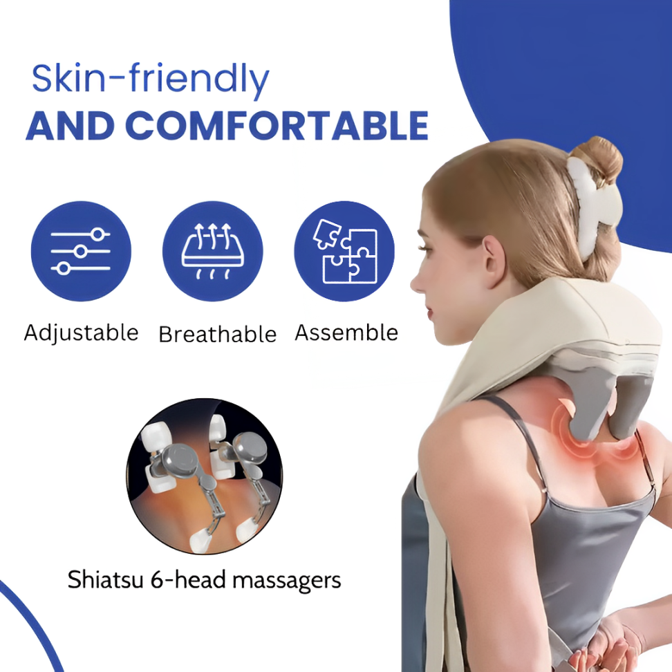 SooFeet Neck Massager Ergonomic Cervical Shoulder Support Instant Pain Relief Heat Muscle Relaxation
