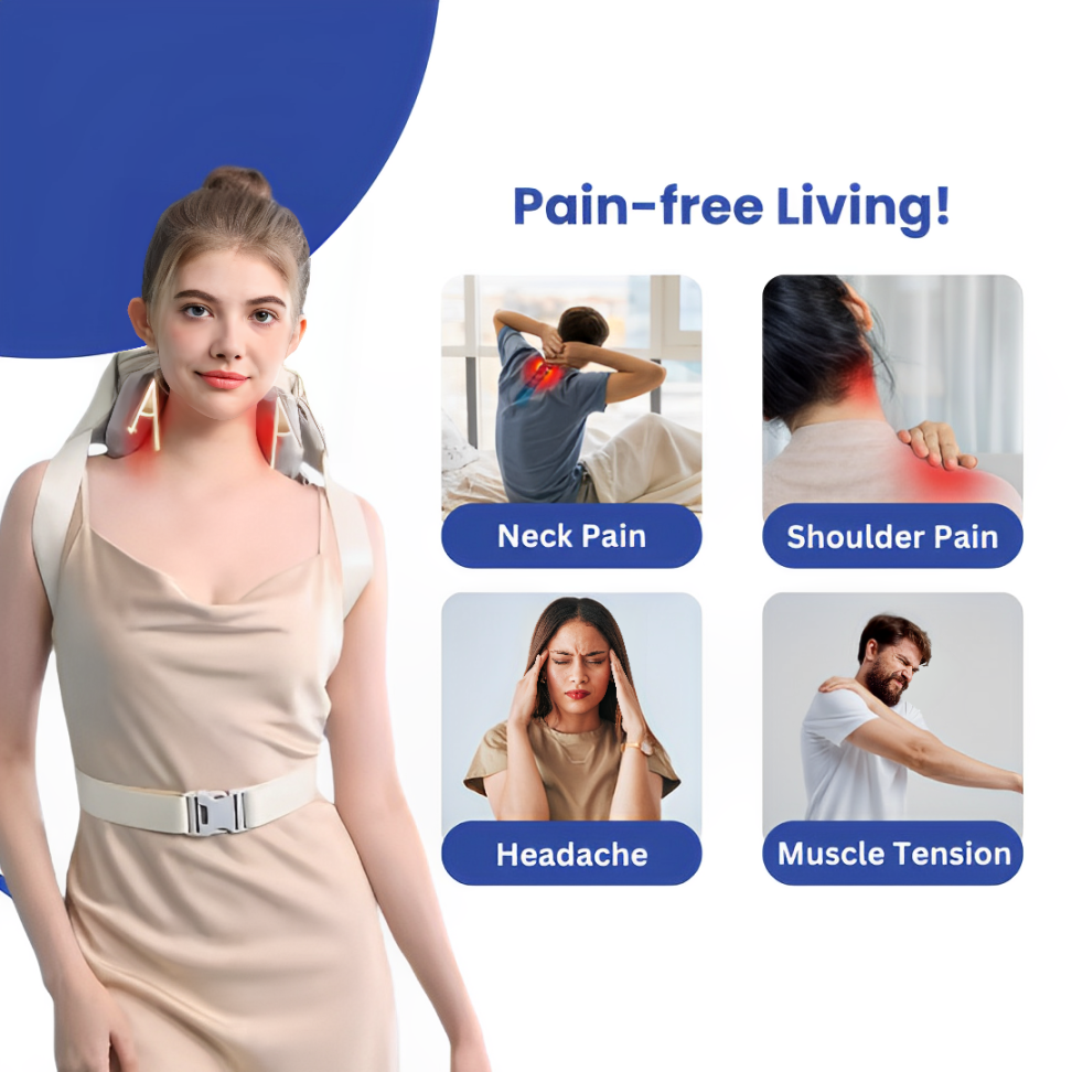SooFeet Neck Massager Ergonomic Cervical Shoulder Support Instant Pain Relief Heat Muscle Relaxation