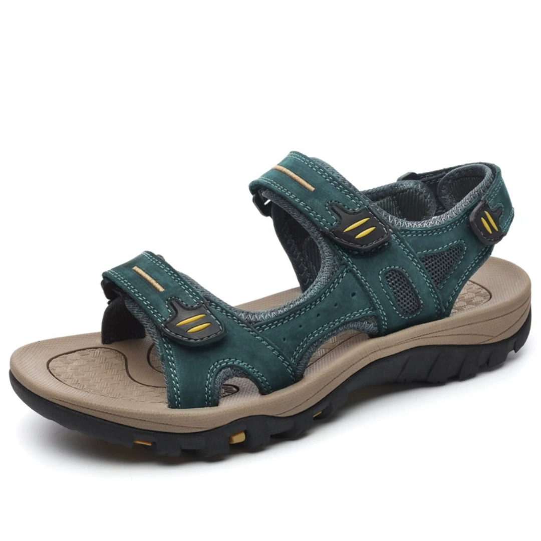 SooFeet Men Sandals Arch-support Waterproof Hiking Genuine Cow Leather Velcro New Trendy Summer