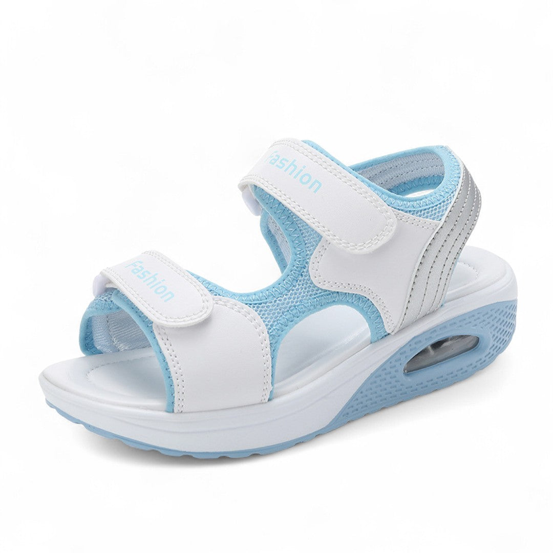 SooFeet Women Sandals Air-Cushioned Breathable Height-Increasing Velcro Summer