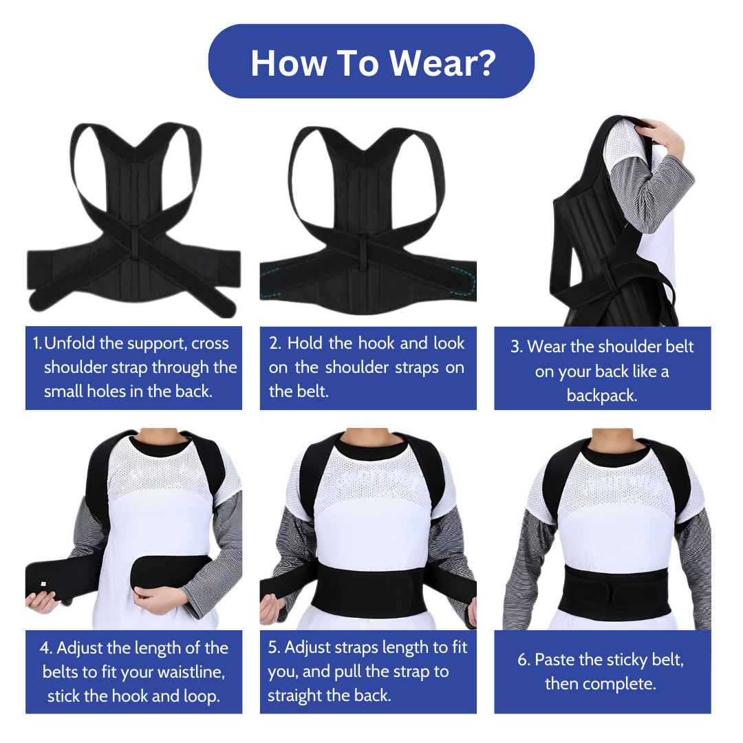 SooFeet Back Braces Ergonomic 2-in-1 Support Relaxation Breathable Adjustable Straps