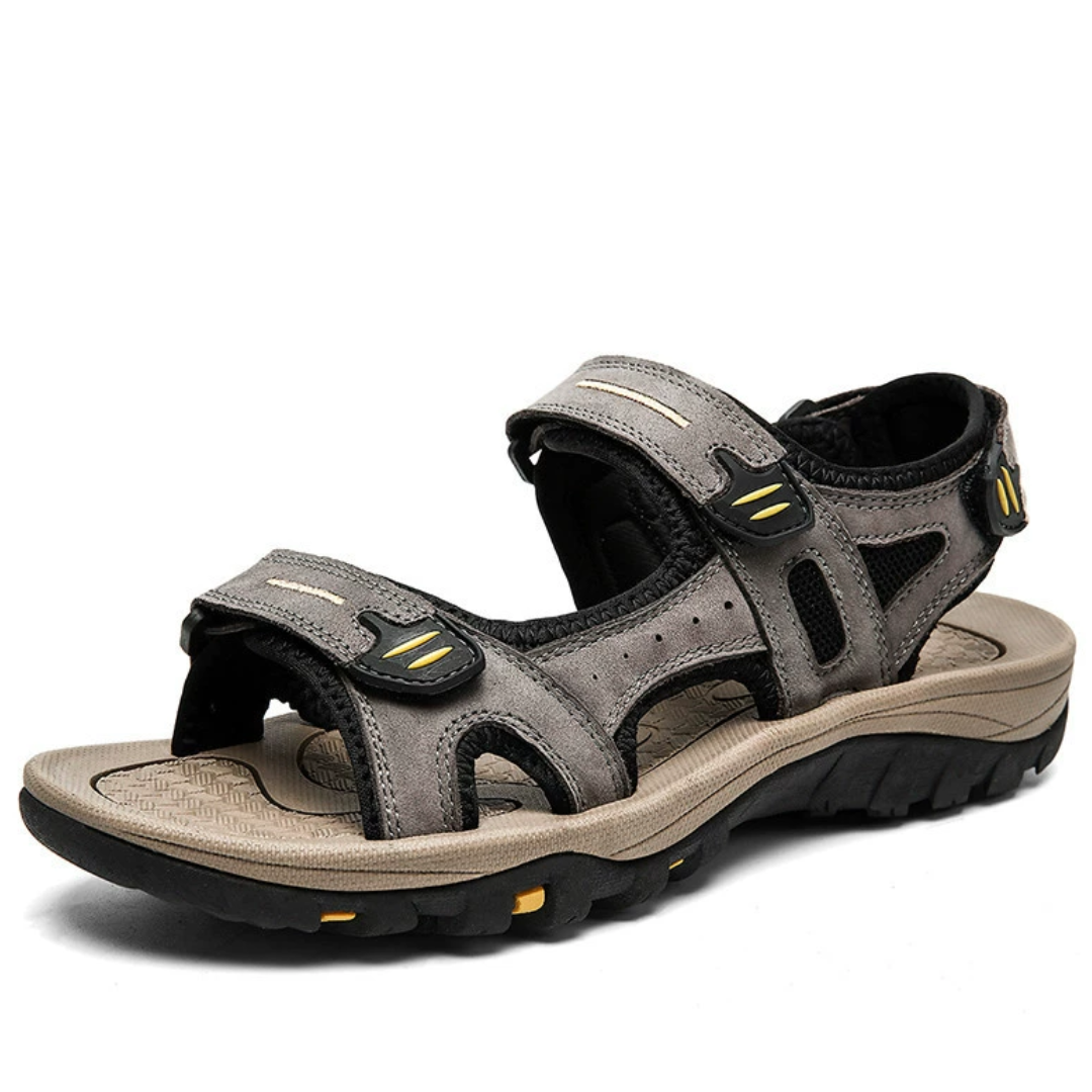 SooFeet Men Sandals Arch-support Waterproof Hiking Genuine Cow Leather Velcro New Trendy Summer