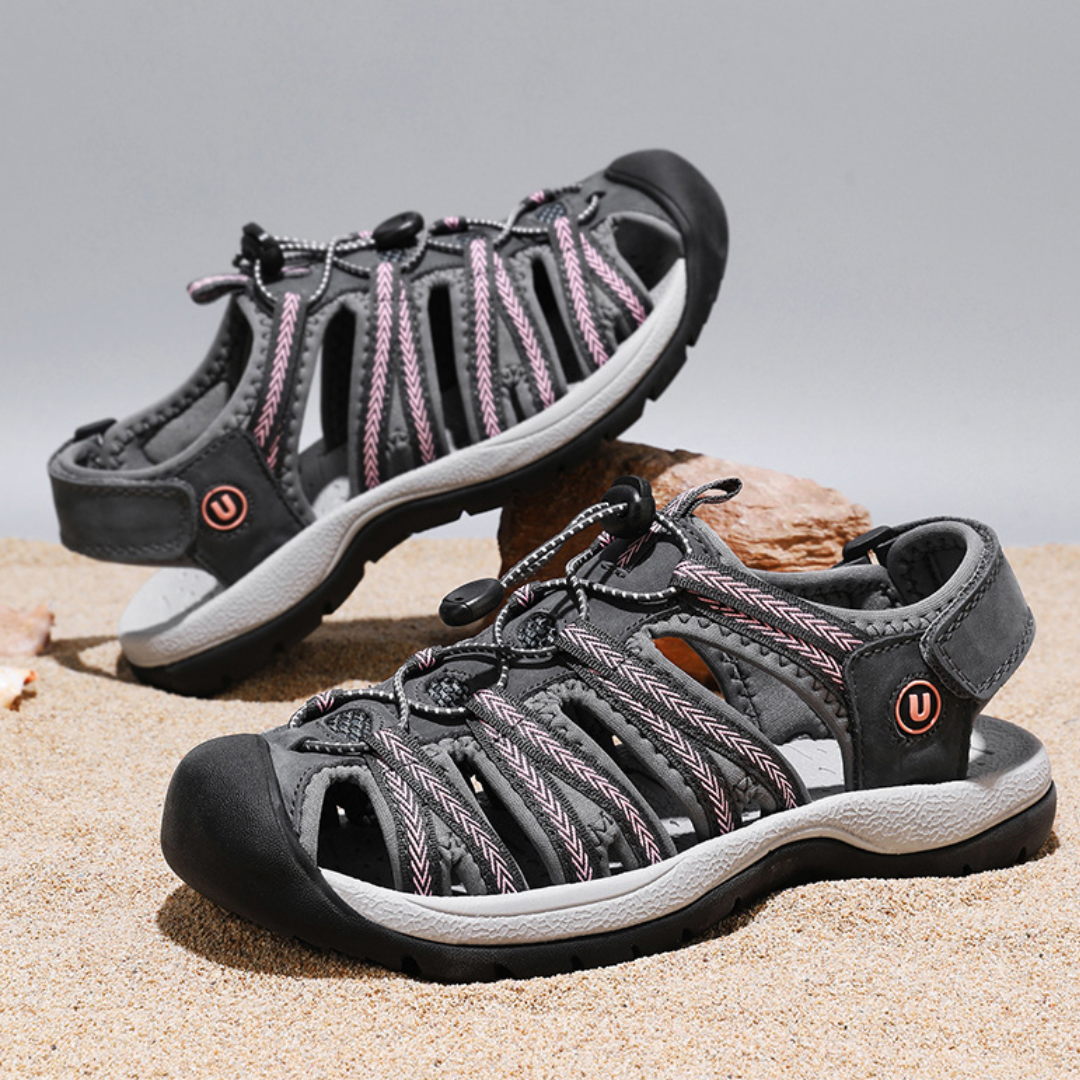 SooFeet Women Orthopedic Sandals Comfortable Arch-support Leather Mesh Gladiator Summer Walking