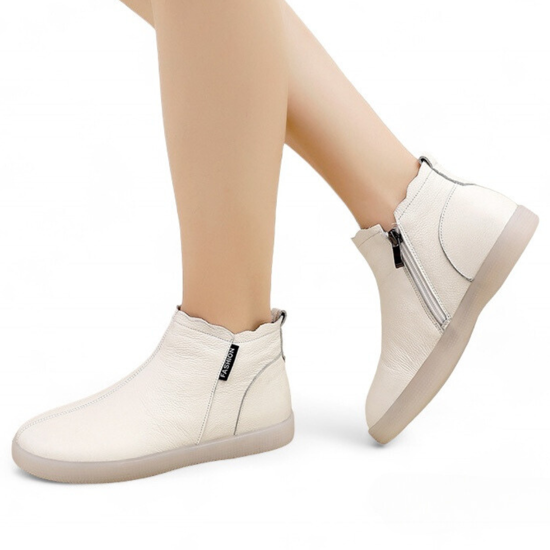 SOOFEET Women Ankle Boots Fur Leather Super Warm Comfortable Winter Shoes