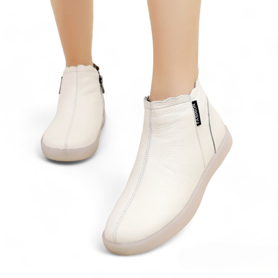 SOOFEET Women Ankle Boots Fur Leather Super Warm Comfortable Winter Shoes