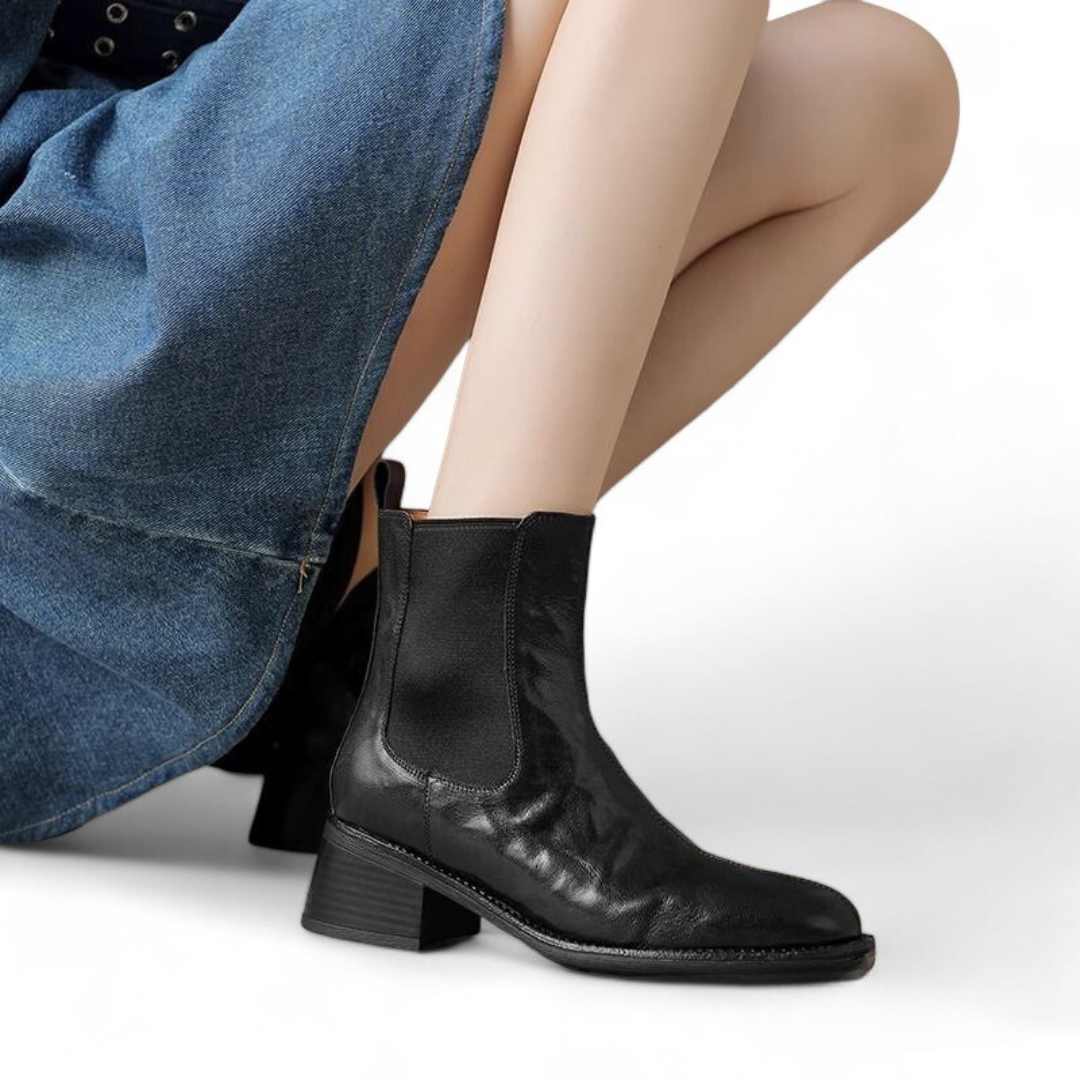 SOOFEET Women Chelsea Boots Genuine Leather Waterproof Lightweight Boots