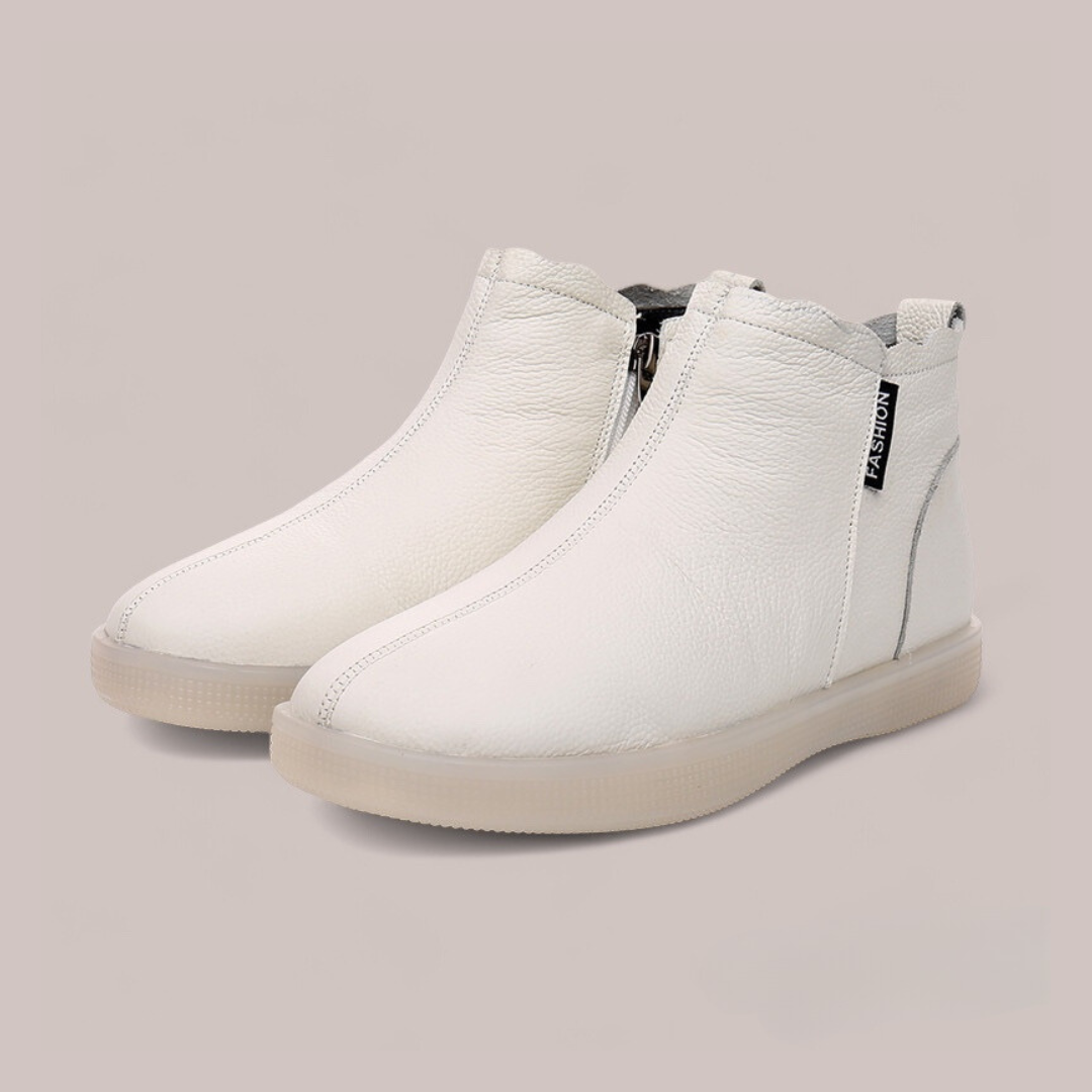SOOFEET Women Ankle Boots Fur Leather Super Warm Comfortable Winter Shoes