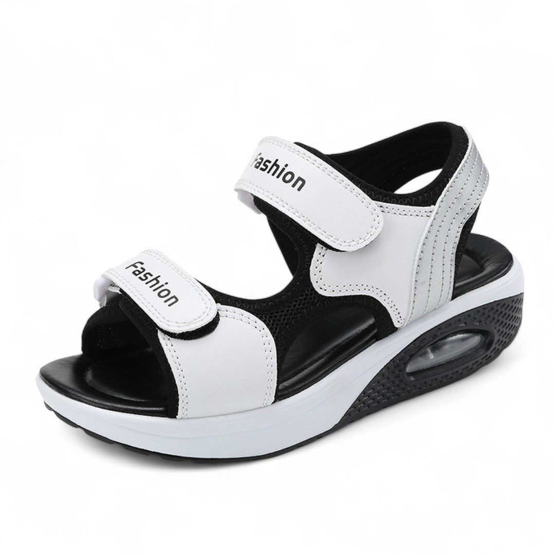 SooFeet Women Sandals Air-Cushioned Breathable Height-Increasing Velcro Summer