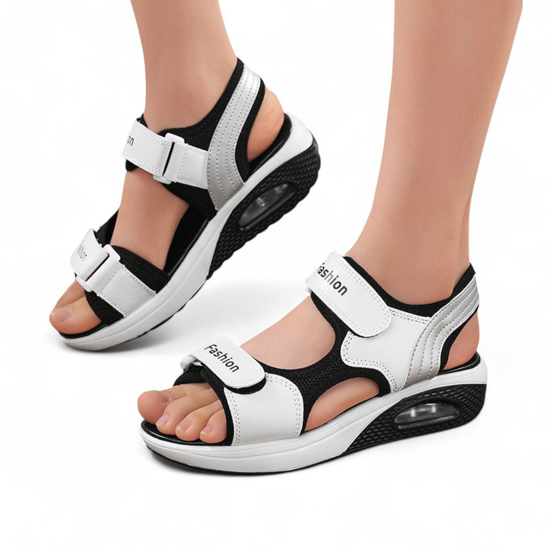 SooFeet Women Sandals Air-Cushioned Breathable Height-Increasing Velcro Summer