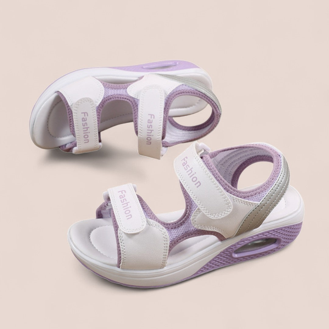 SooFeet Women Sandals Air-Cushioned Breathable Height-Increasing Velcro Summer