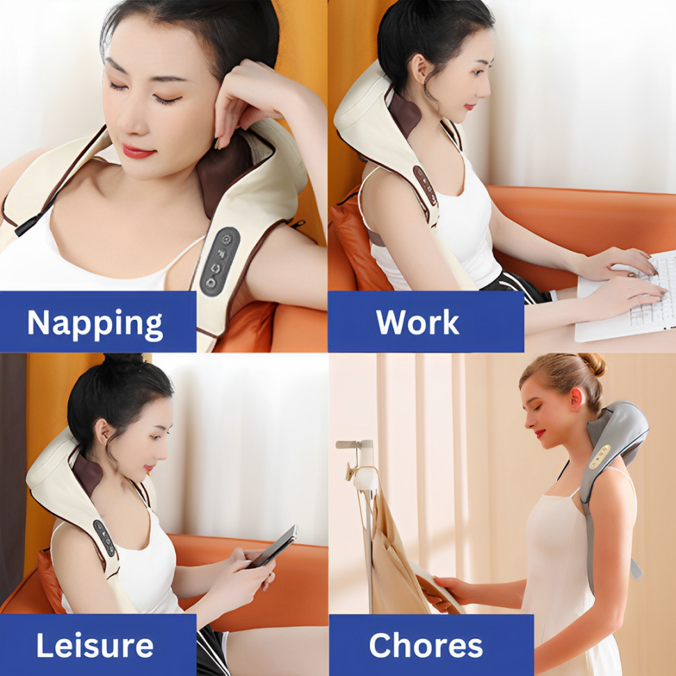 SooFeet Neck Massager Ergonomic Cervical Shoulder Support Instant Pain Relief Heat Muscle Relaxation