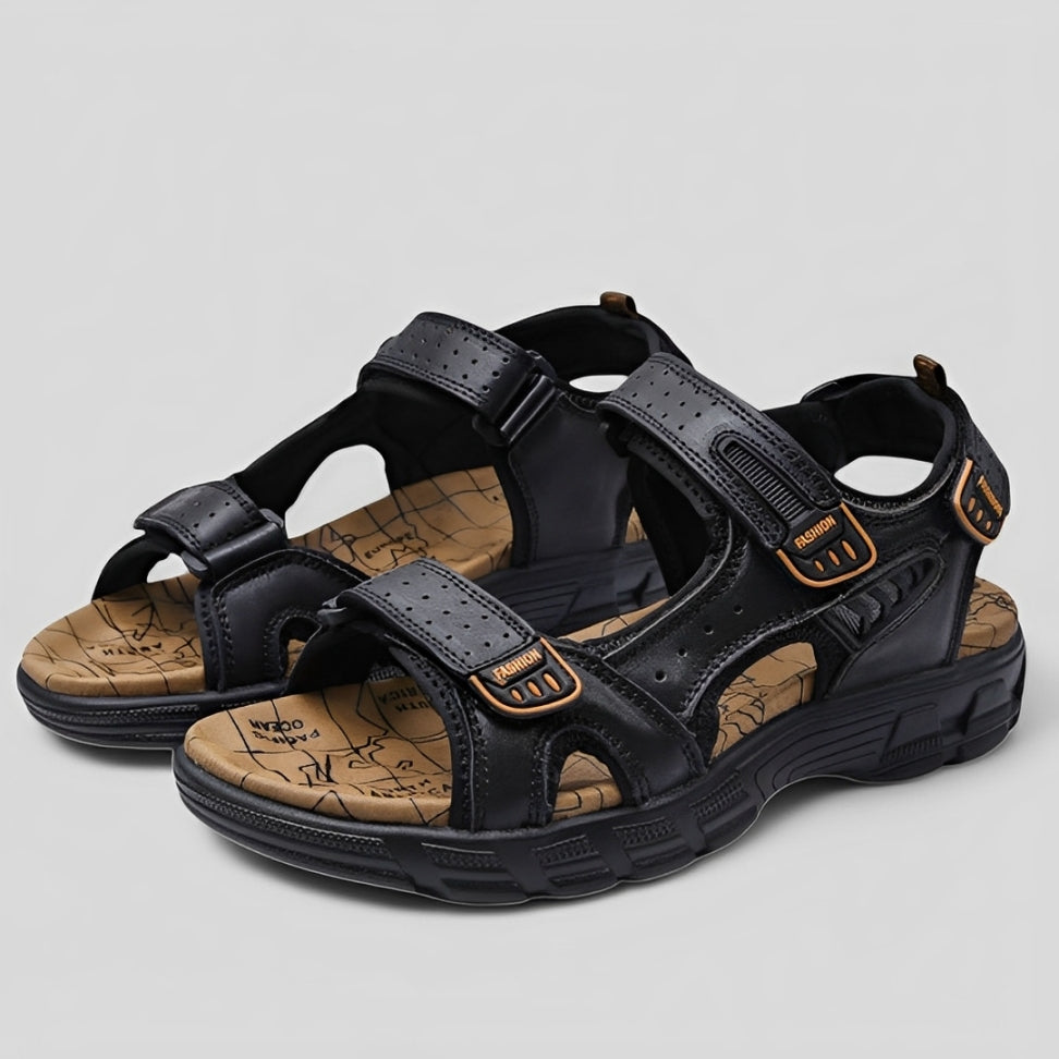 SooFeet Men Orthopedic Sandals Arch-support Leather Casual Velcro Summer