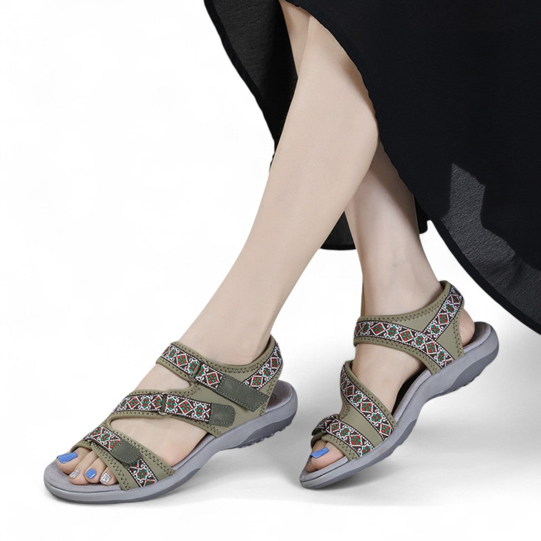 SooFeet Women Orthopedic Sandals Best Arch-support Comfortable Adjustable Strap Embroidery Summer