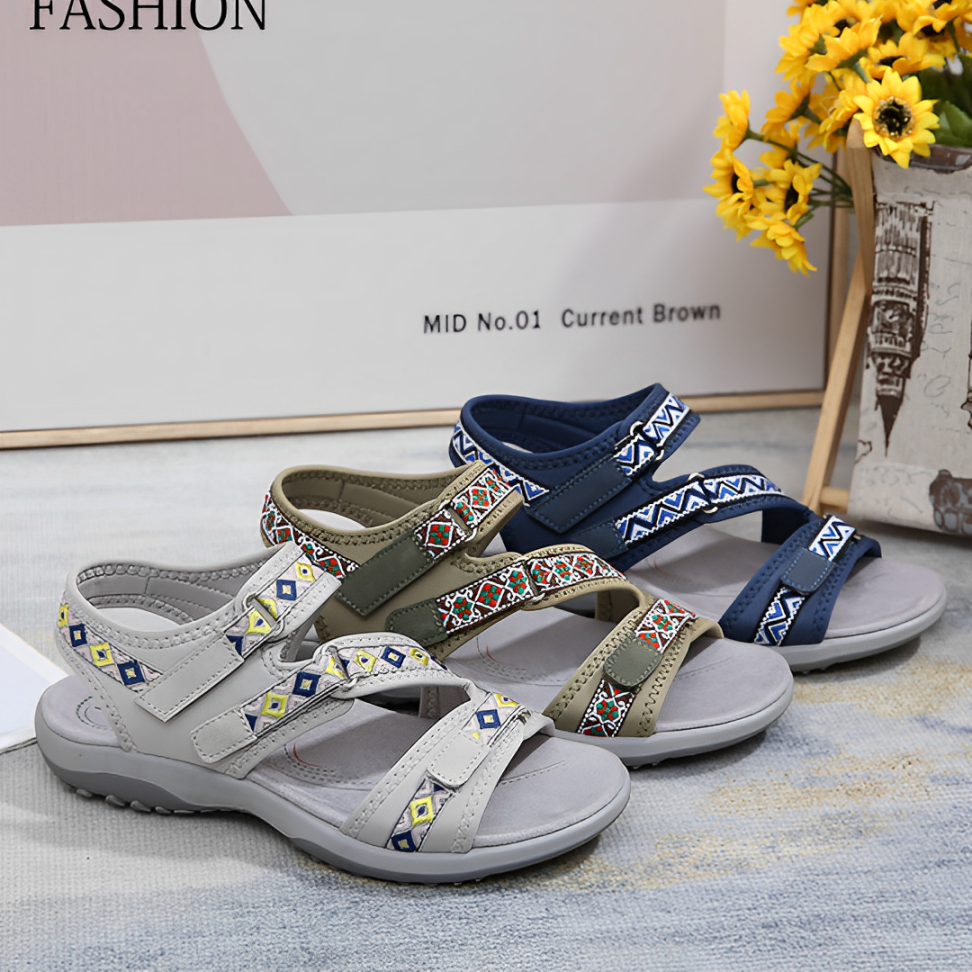 SooFeet Women Orthopedic Sandals Best Arch-support Comfortable Adjustable Strap Embroidery Summer