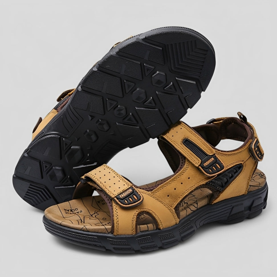 SooFeet Men Orthopedic Sandals Arch-support Leather Casual Velcro Summer