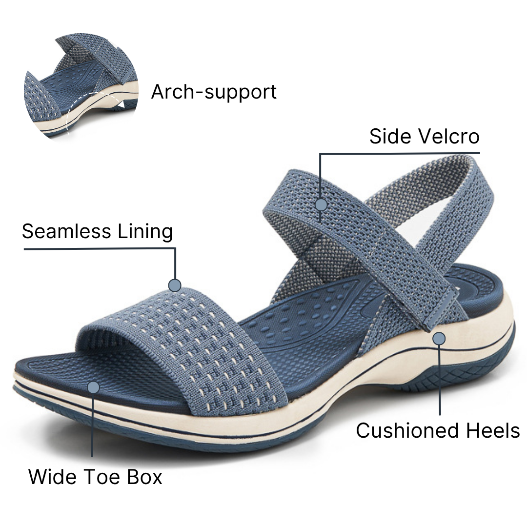 SooFeet Women Orthopedic Sandals Arch-support Comfortable Velcro Soft Summer Casual