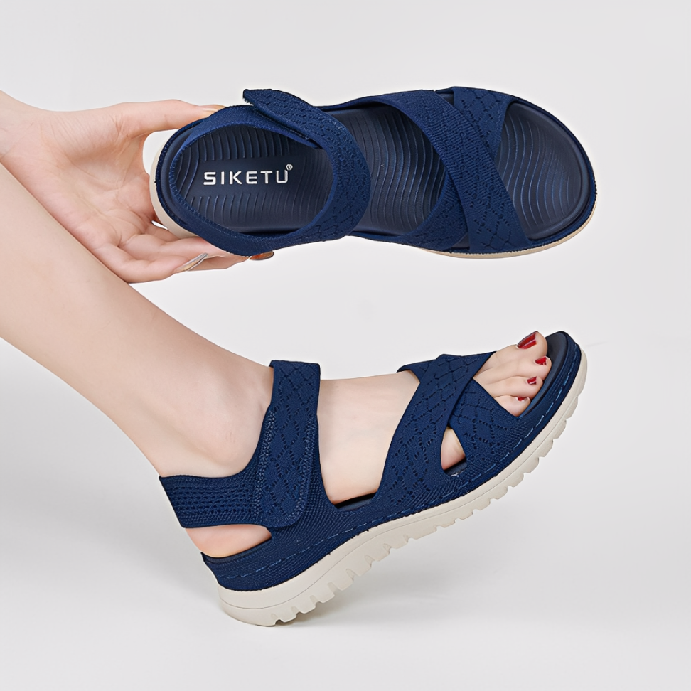 SooFeet Women Orthopedic Sandals Arch-support Comfortable Canvas Diamond-Knit Design