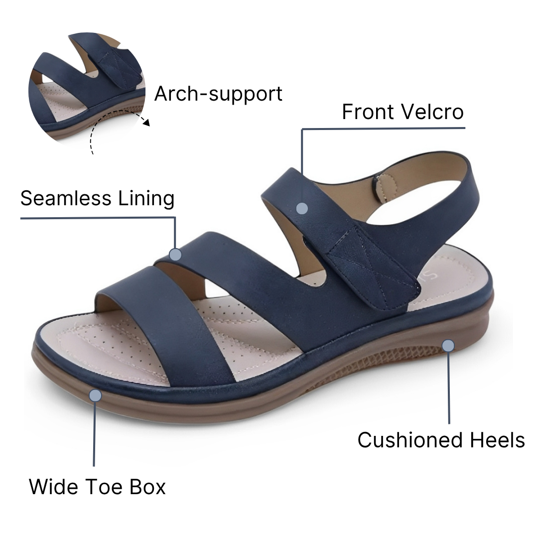 SooFeet Women Orthopedic Sandals Breathable Arch-support Side Velcro Summer Casual