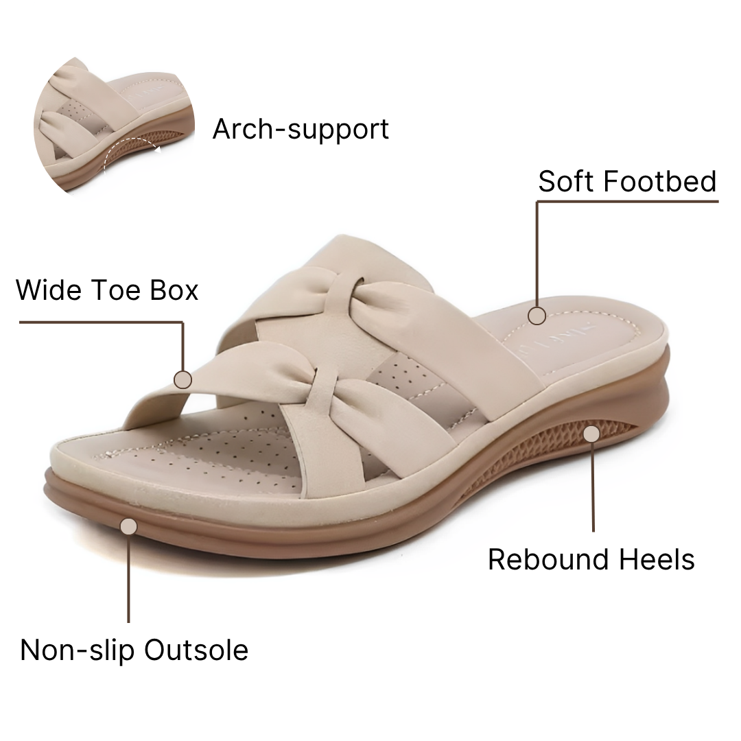 SooFeet Women Orthopedic Sandals Breathable Soft Bowknot Casual Leather Summer