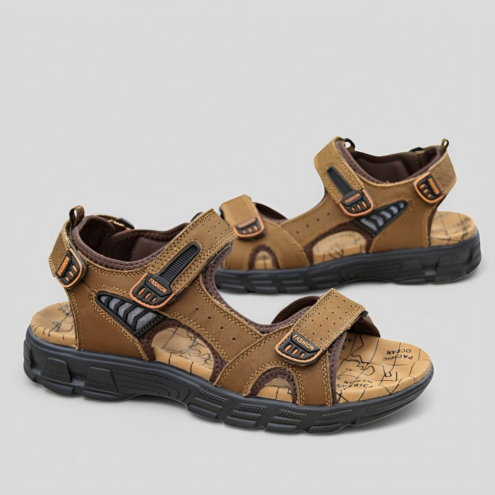 SooFeet Men Orthopedic Sandals Arch-support Leather Casual Velcro Summer