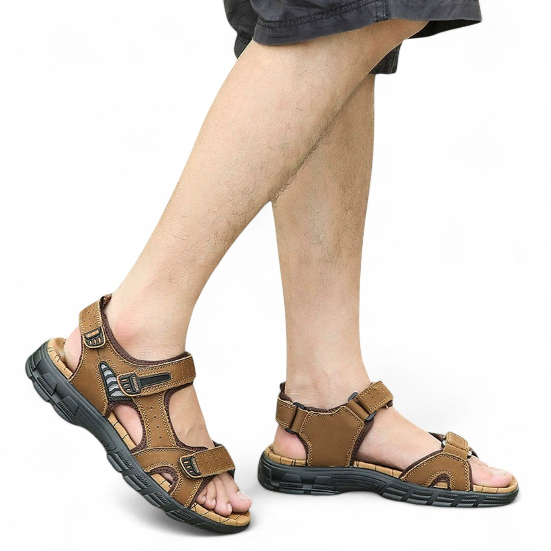 SooFeet Men Orthopedic Sandals Arch-support Leather Casual Velcro Summer
