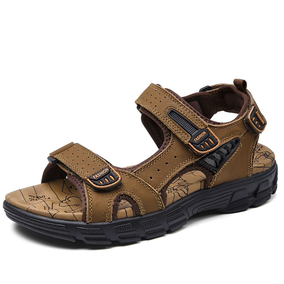 SooFeet Men Orthopedic Sandals Arch-support Leather Casual Velcro Summer