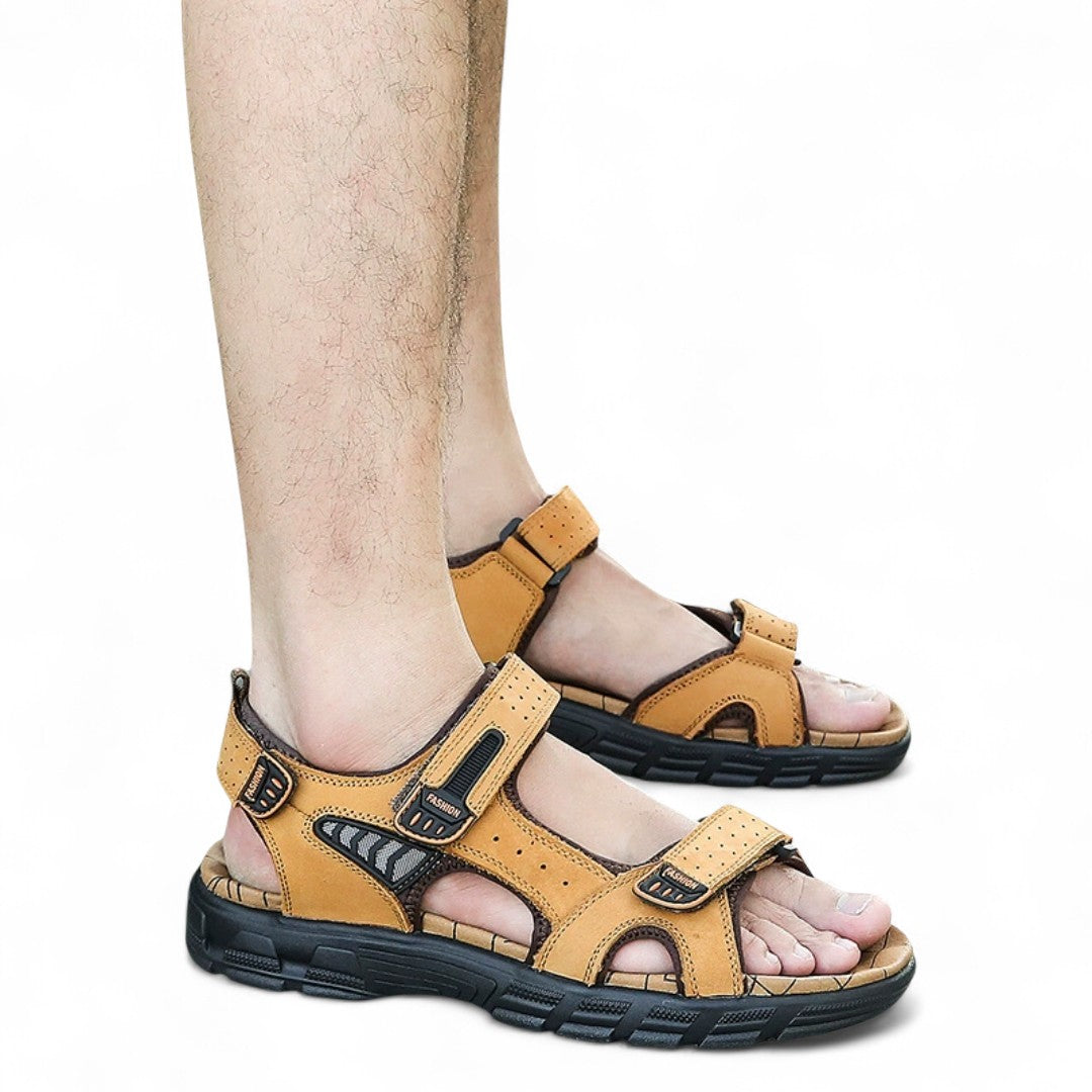 SooFeet Men Orthopedic Sandals Arch-support Leather Casual Velcro Summer