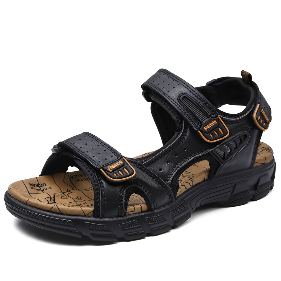 SooFeet Men Orthopedic Sandals Arch-support Leather Casual Velcro Summer