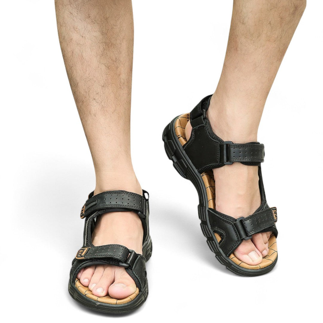 SooFeet Men Orthopedic Sandals Arch-support Leather Casual Velcro Summer