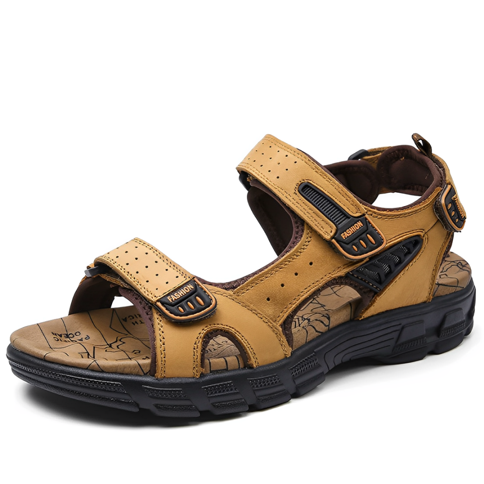 SooFeet Men Orthopedic Sandals Arch-support Leather Casual Velcro Summer