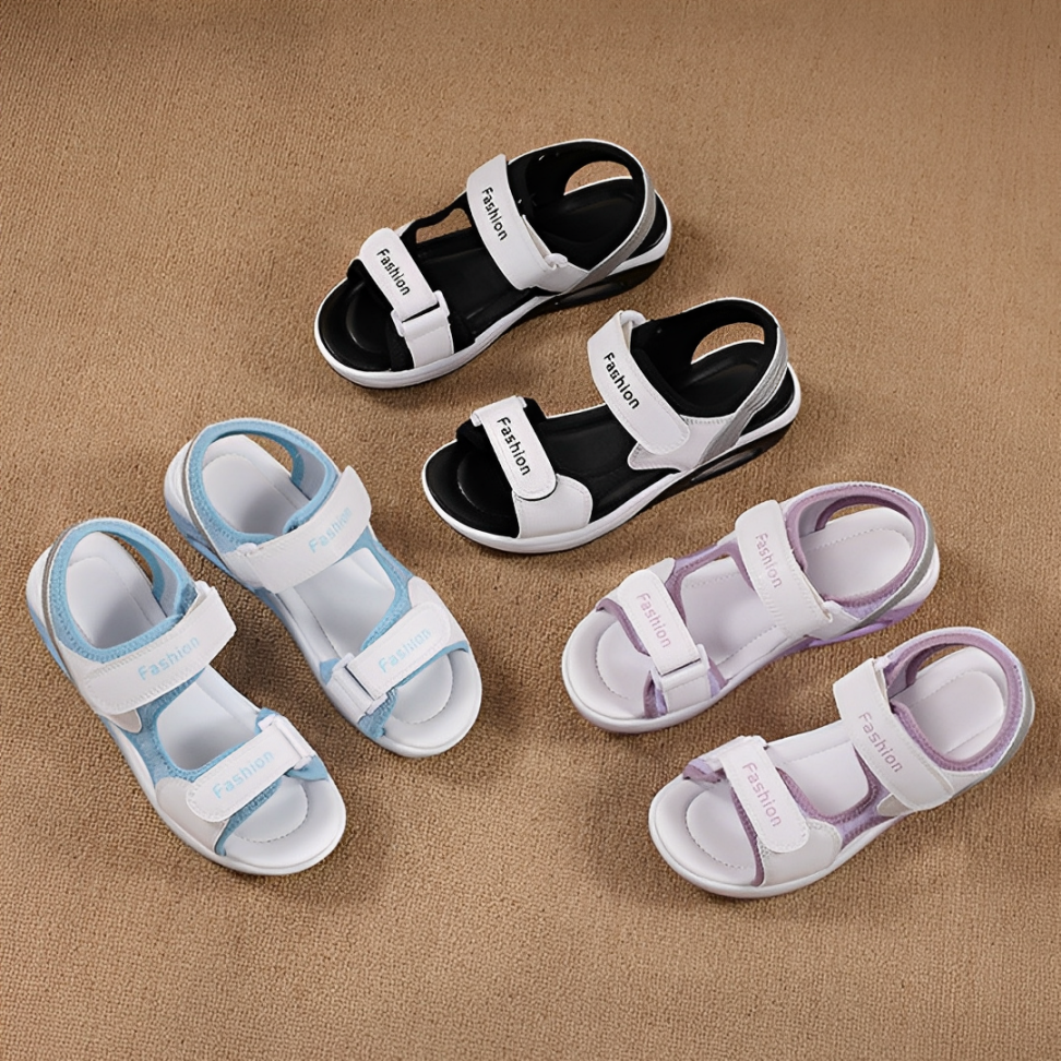 SooFeet Women Sandals Air-Cushioned Breathable Height-Increasing Velcro Summer
