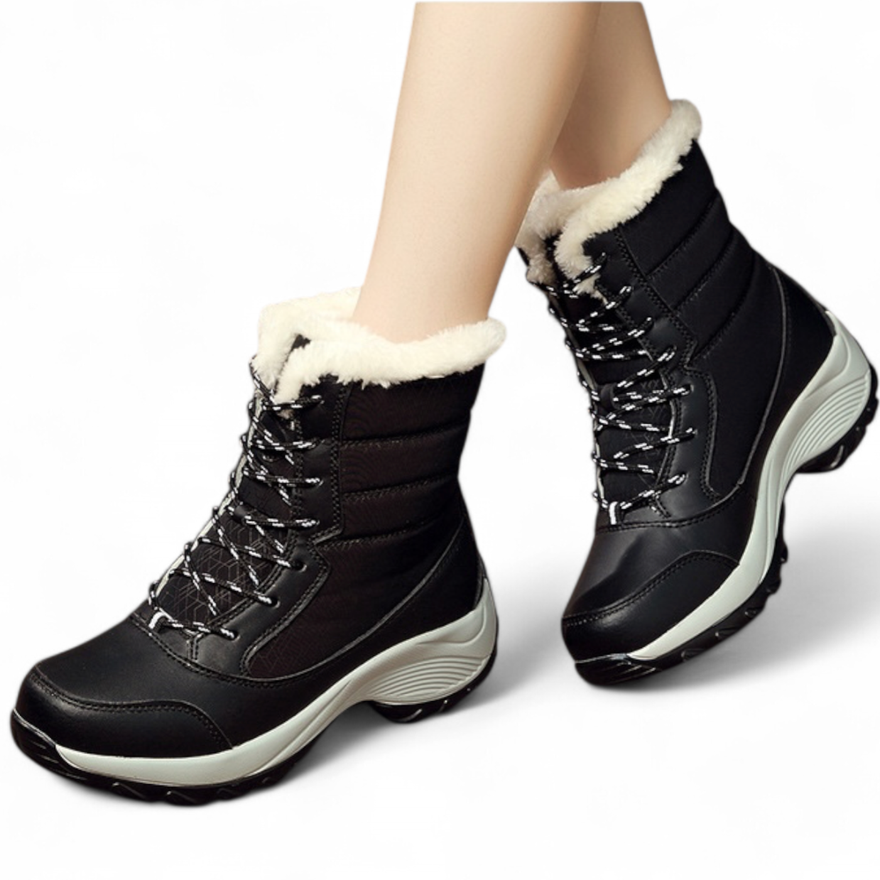 SOOFEET Women Orthopedic Thick Fur Warm Winter Waterproof High Ankle Boots