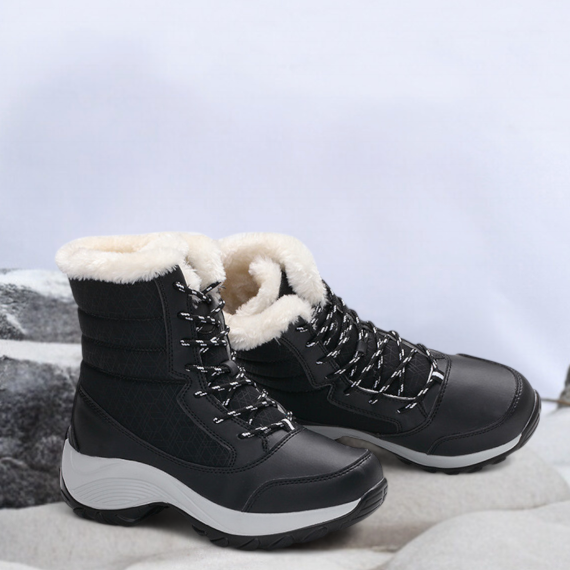 SOOFEET Women Orthopedic Thick Fur Warm Winter Waterproof High Ankle Boots