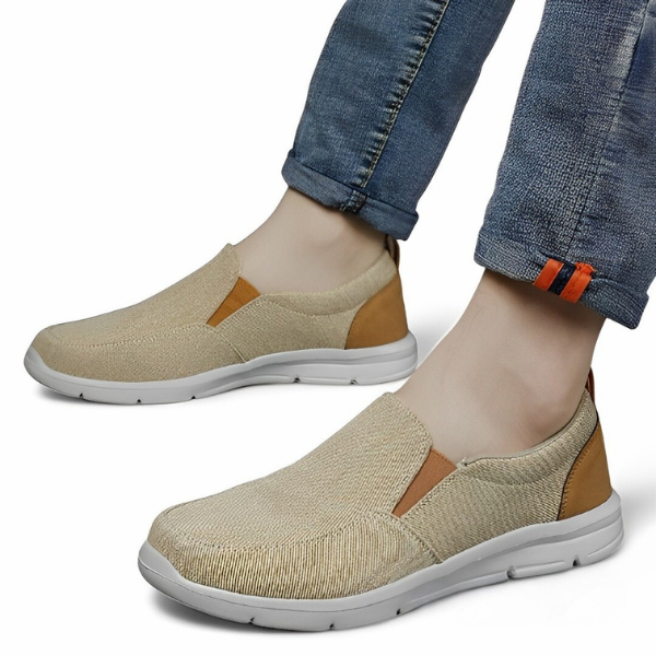 SooFeet Men Orthopedic Walking Shoes Soft Slip on Canvas Loafers