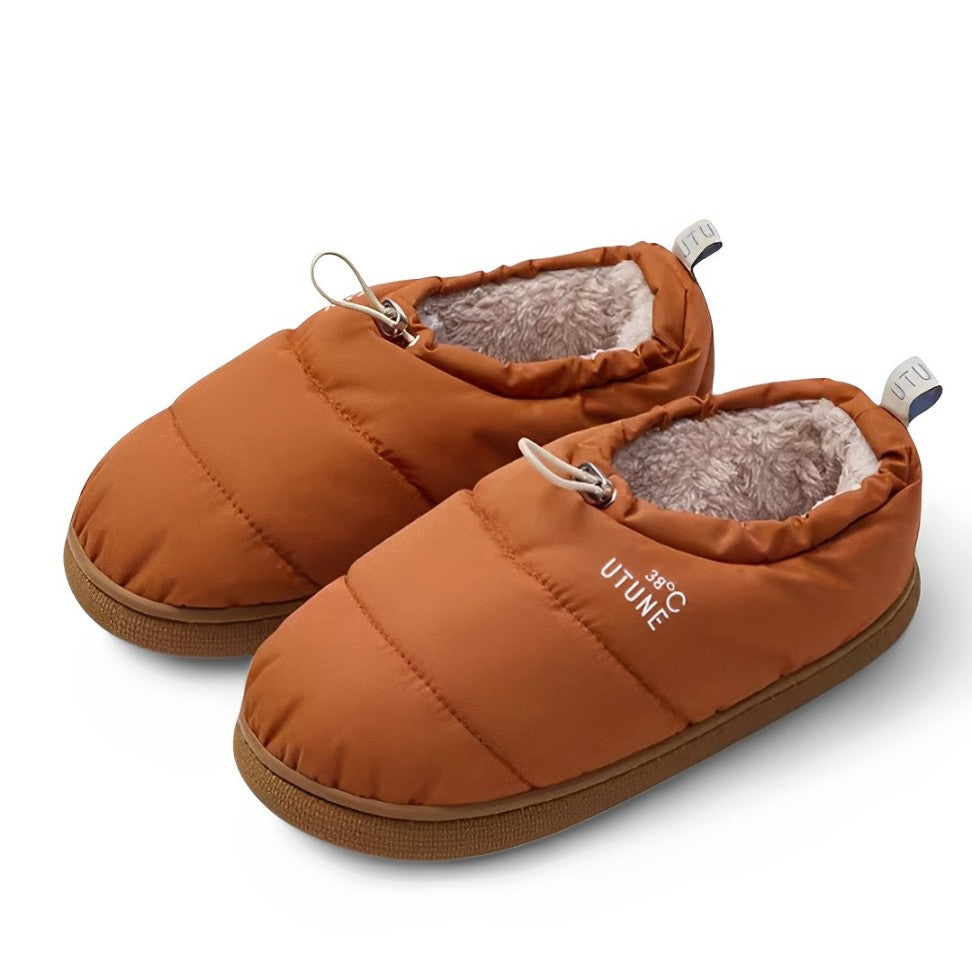 SooFeet Women Winter Slippers Waterproof Warm Fur Anti-skid Drawstring