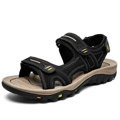 SooFeet Men Sandals Arch-support Waterproof Hiking Genuine Cow Leather Velcro New Trendy Summer