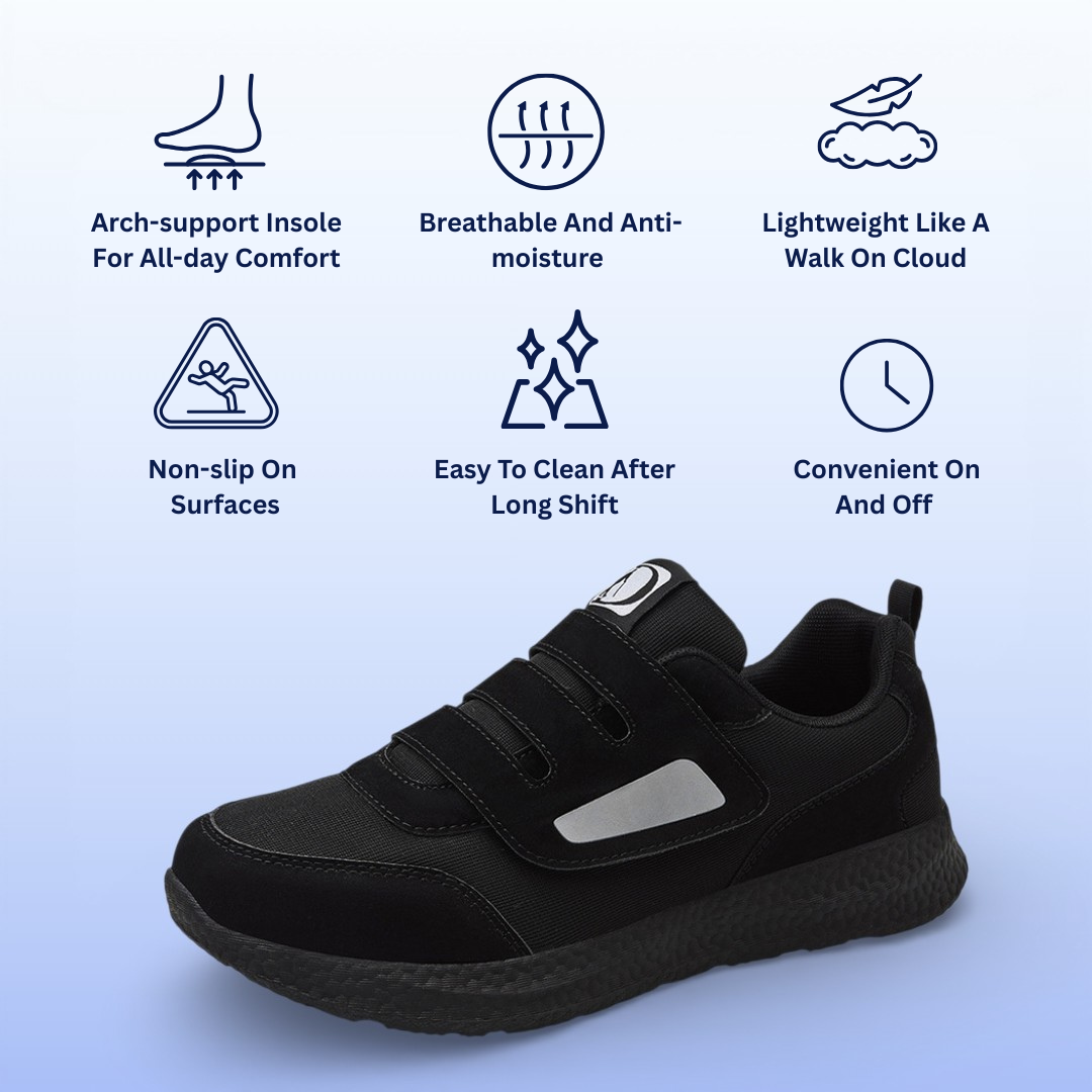 SooFeet's Women Walk Ease | Breathable Arch-support Mesh Velcro Nurse Shoes