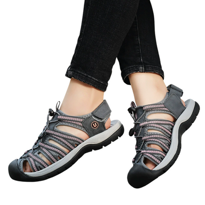 SooFeet Women Orthopedic Sandals Comfortable Arch-support Leather Mesh Gladiator Summer Walking