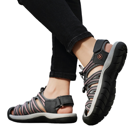 SooFeet Women Orthopedic Sandals Comfortable Arch-support Leather Mesh Gladiator Summer Walking