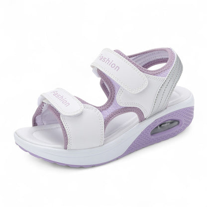 SooFeet Women Sandals Air-Cushioned Breathable Height-Increasing Velcro Summer