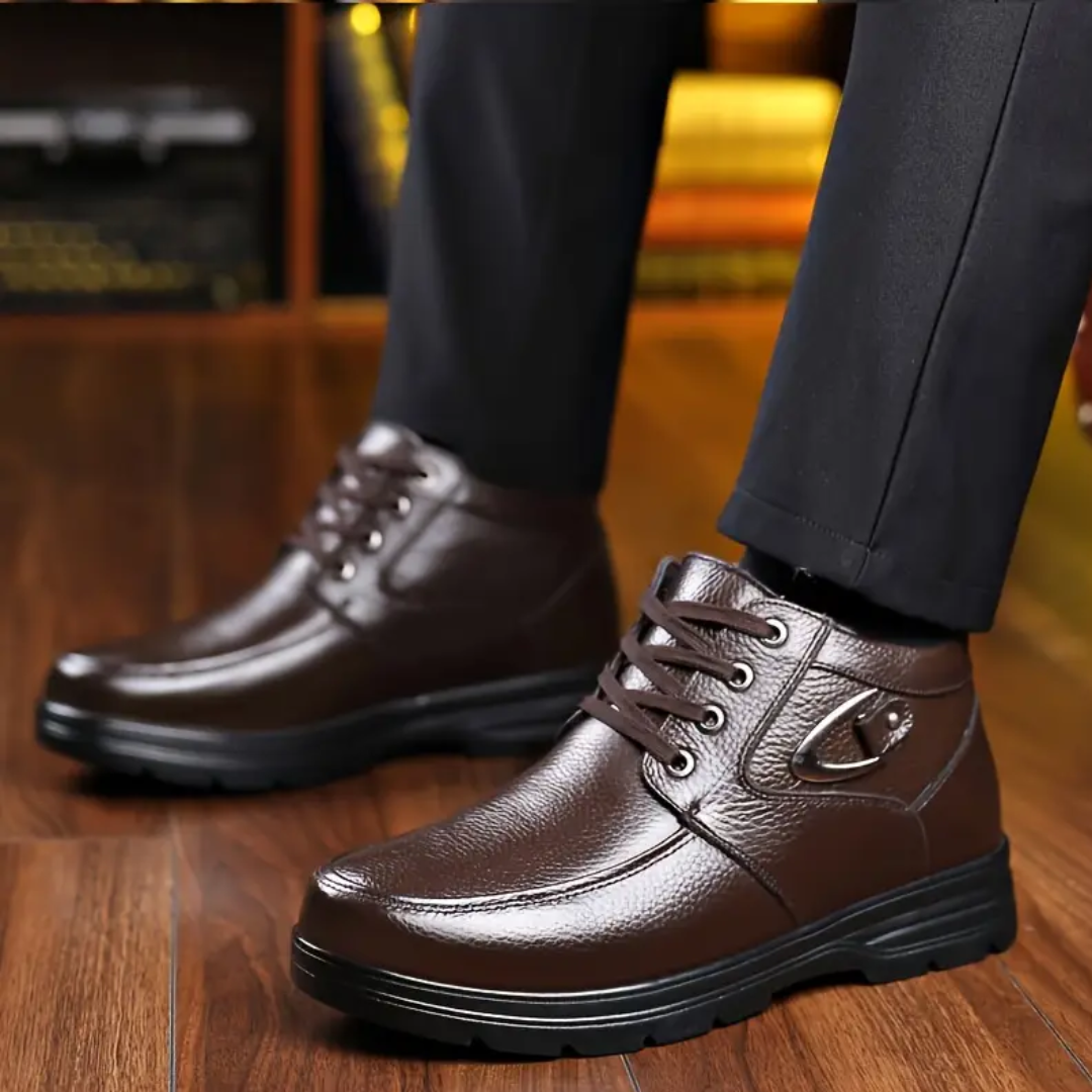SooFeet Men Orthopedic Boots Warm Winter Plush Waterproof Leather Side SooFeet Men Orthopedic Boots Warm Winter Plush Waterproof Leather Side