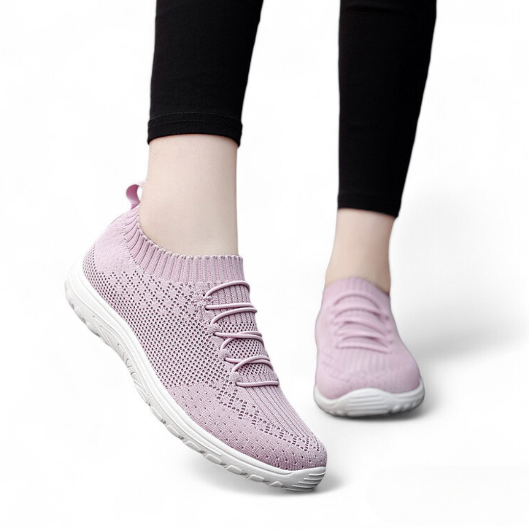 SOOFEET Women Orthopedic Slip-on Flat Soft Sole Mesh Breathable Sport Walking Shoes