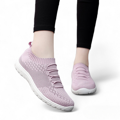 SOOFEET Women Orthopedic Slip-on Flat Soft Sole Mesh Breathable Sport Walking Shoes