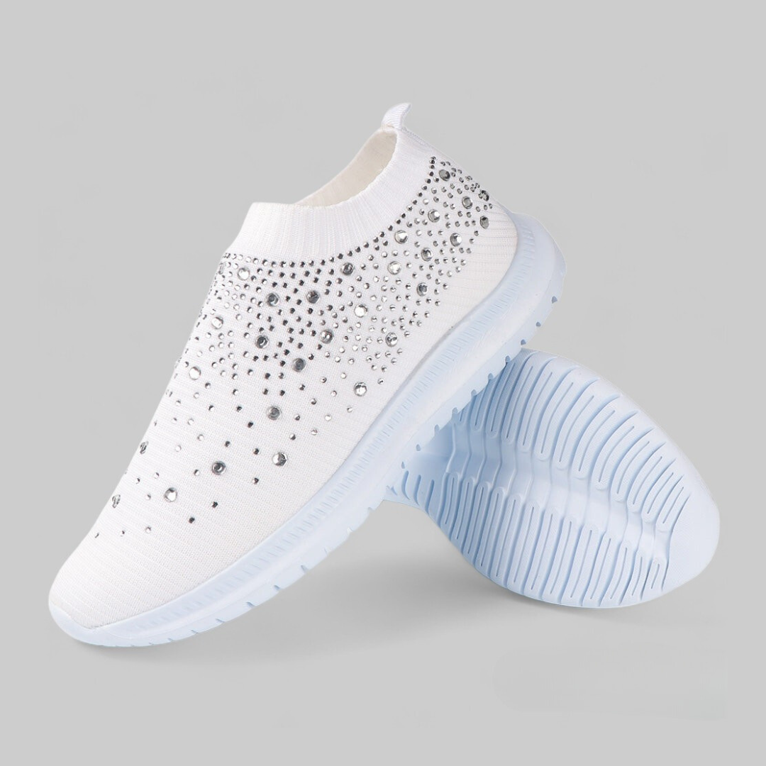SOOFEET Women Orthopedic Crystal Breathable Slip On Walking Summer Shoes
