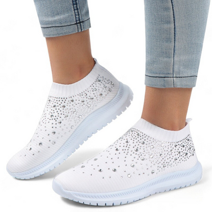 SOOFEET Women Orthopedic Crystal Breathable Slip On Walking Summer Shoes