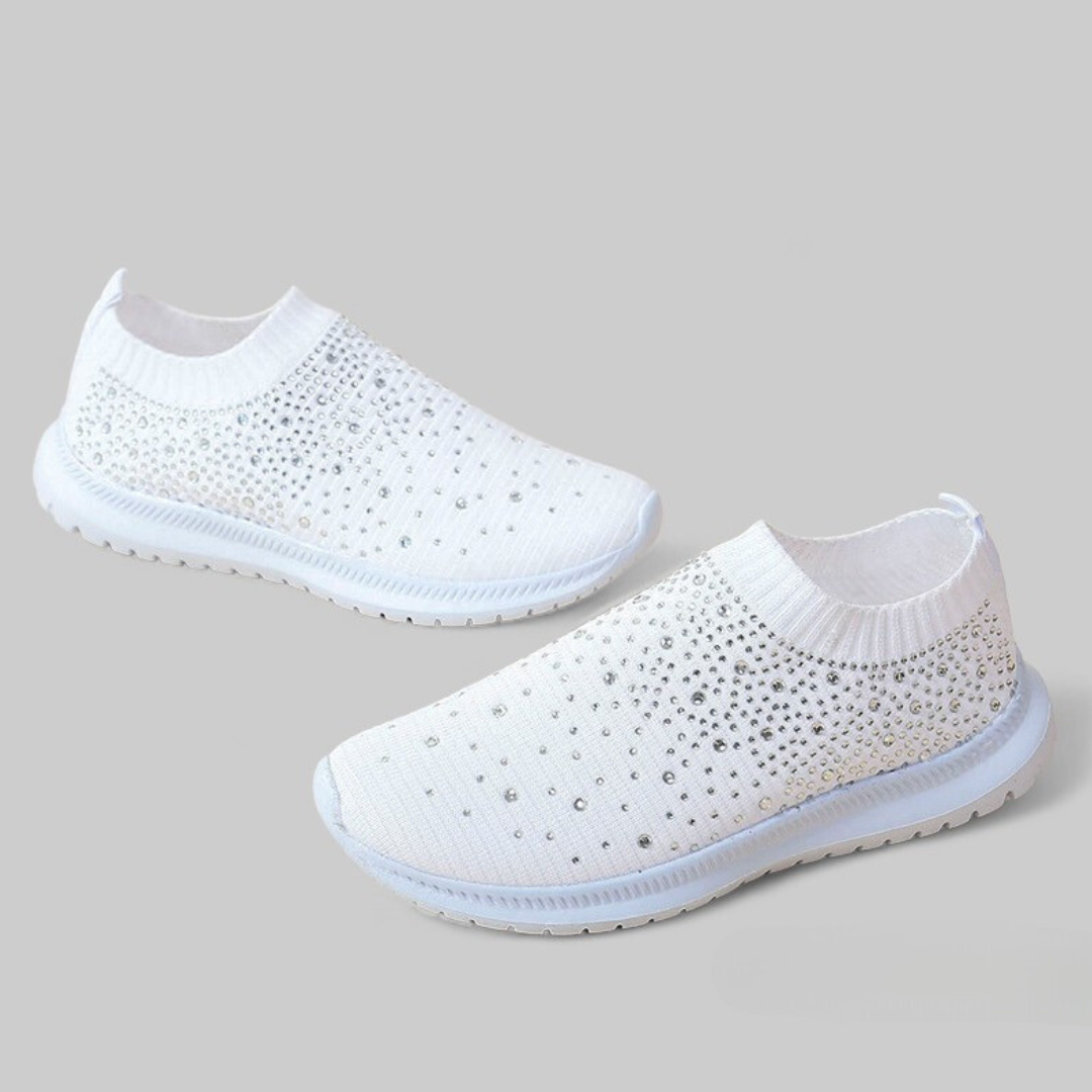 SOOFEET Women Orthopedic Crystal Breathable Slip On Walking Summer Shoes