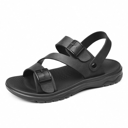 SooFeet Men Sandals Breathable Massage Leather Non-slip  2-in-1 Design Summer