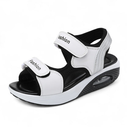 SooFeet Women Sandals Air-Cushioned Breathable Height-Increasing Velcro Summer